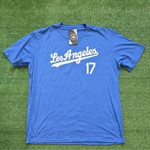 Majestic Los Angeles Dodgers #17 Shohei Ohtani Men's Blue T-Shirt 2XL